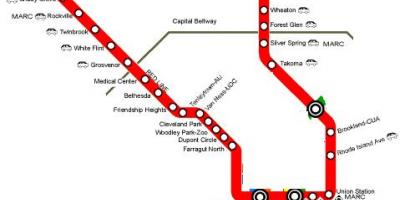 Washington dc metro line nyekundu ramani