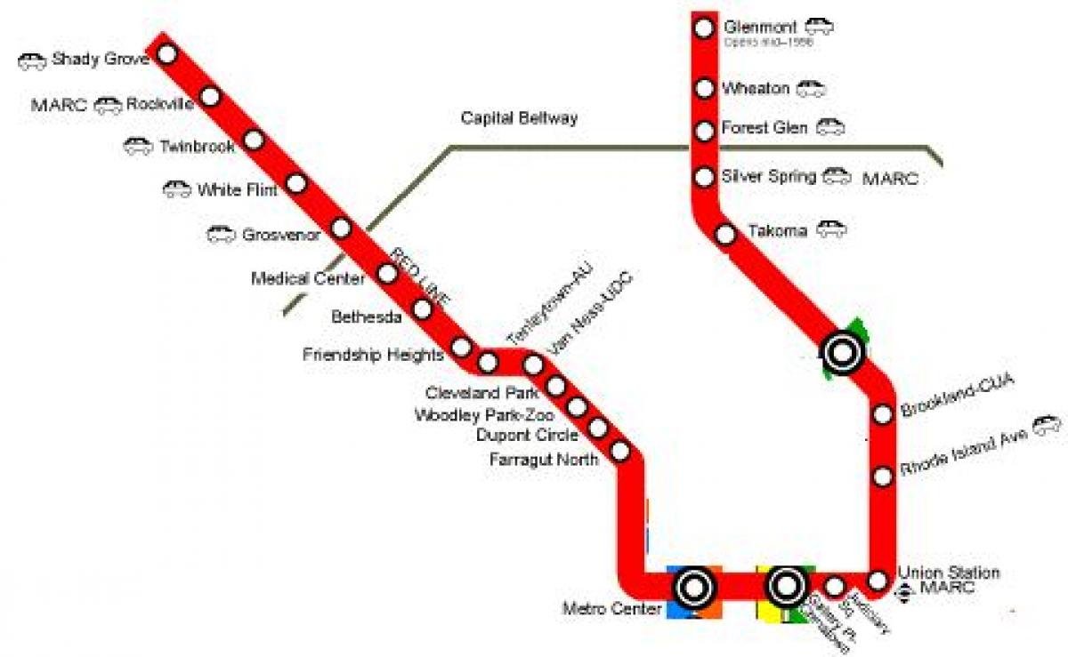washington dc metro line nyekundu ramani